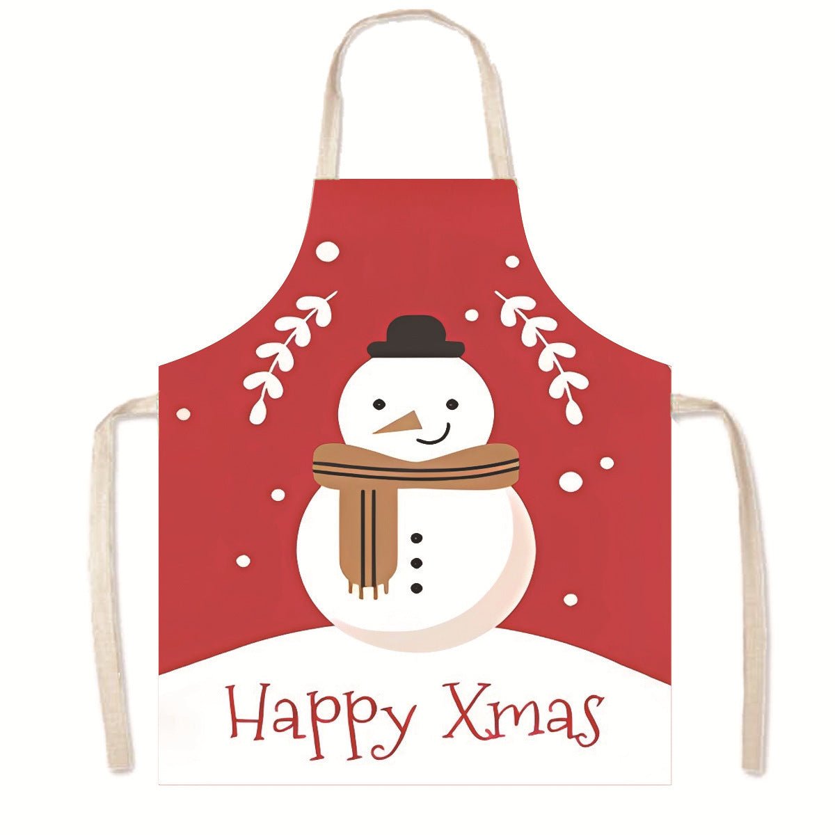 Nordic Christmas Apron - Festive Kitchen & Party Anti-Fouling Apron with Snowman, Bells, Elk & Santa Design-Astricos