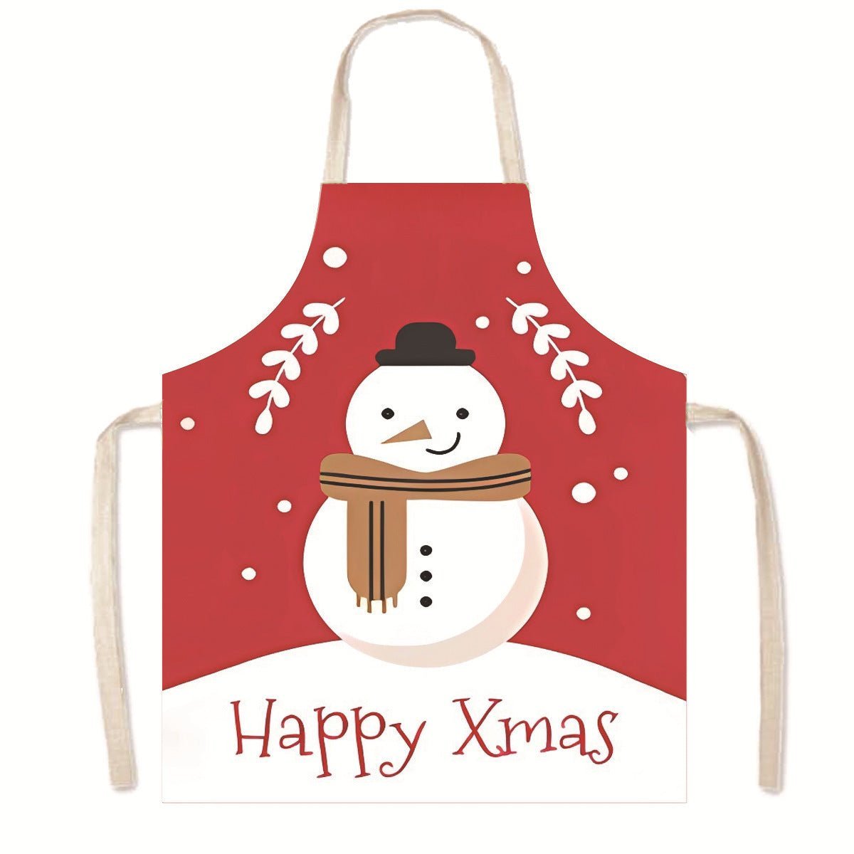 Nordic Christmas Apron - Festive Kitchen & Party Anti-Fouling Apron with Snowman, Bells, Elk & Santa Design-Astricos