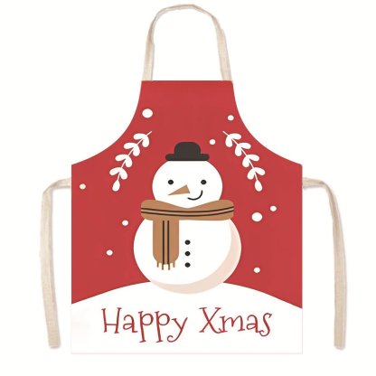 Nordic Christmas Apron - Festive Kitchen & Party Anti-Fouling Apron with Snowman, Bells, Elk & Santa Design-Astricos