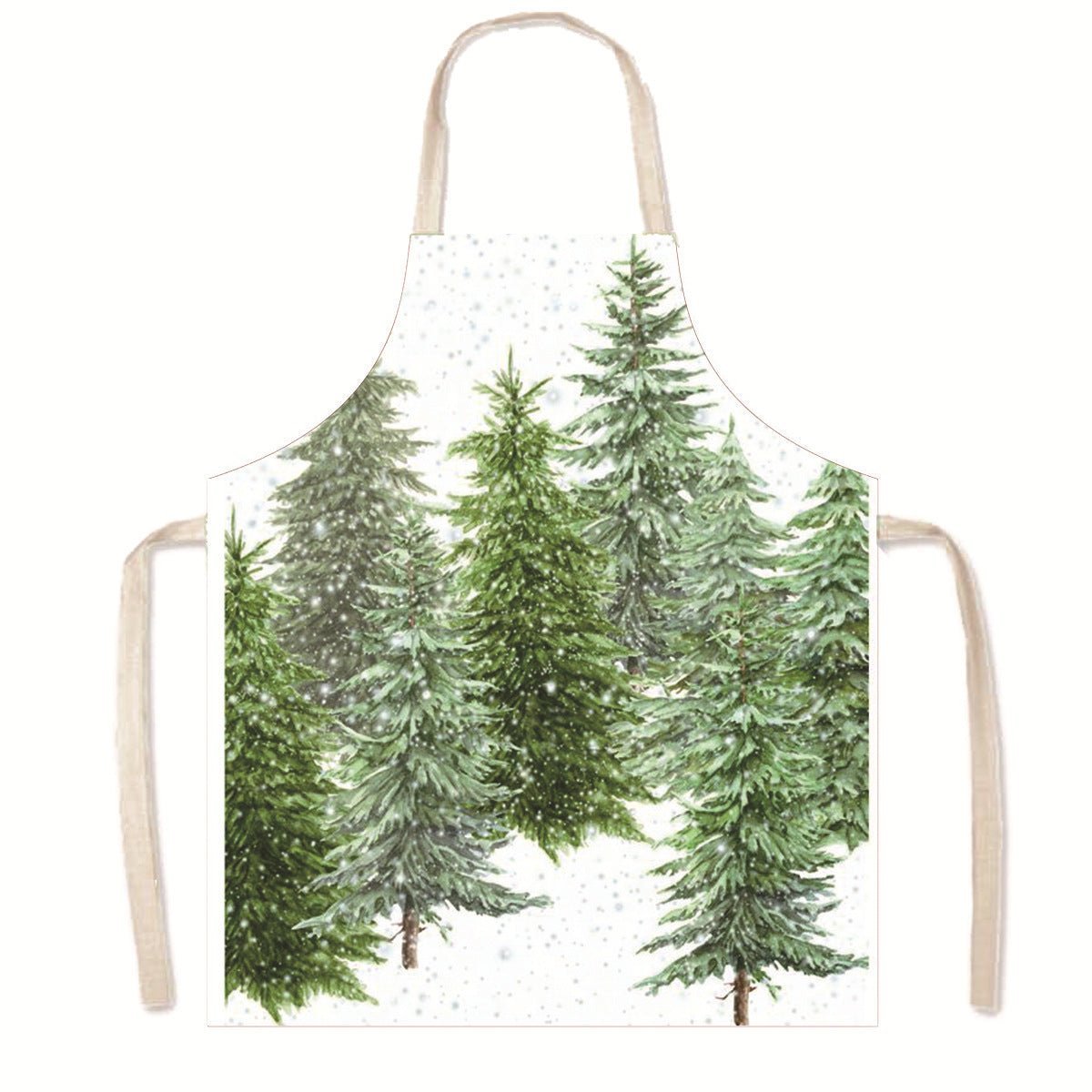 Nordic Christmas Apron - Festive Kitchen & Party Anti-Fouling Apron with Snowman, Bells, Elk & Santa Design-Astricos
