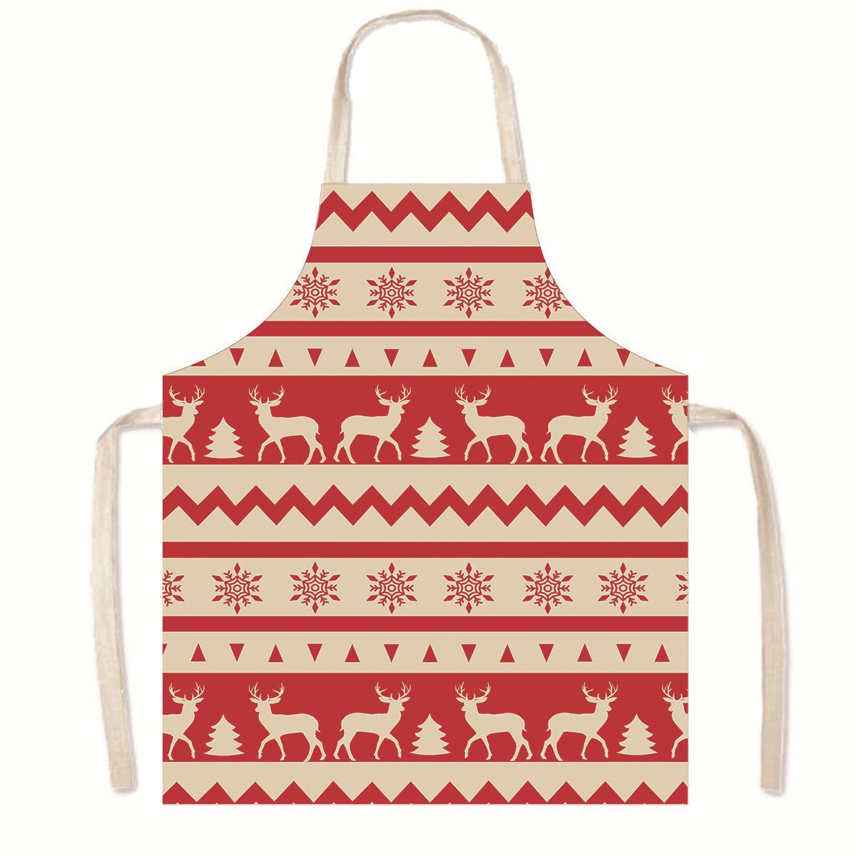 Nordic Christmas Apron - Festive Kitchen & Party Anti-Fouling Apron with Snowman, Bells, Elk & Santa Design-Astricos