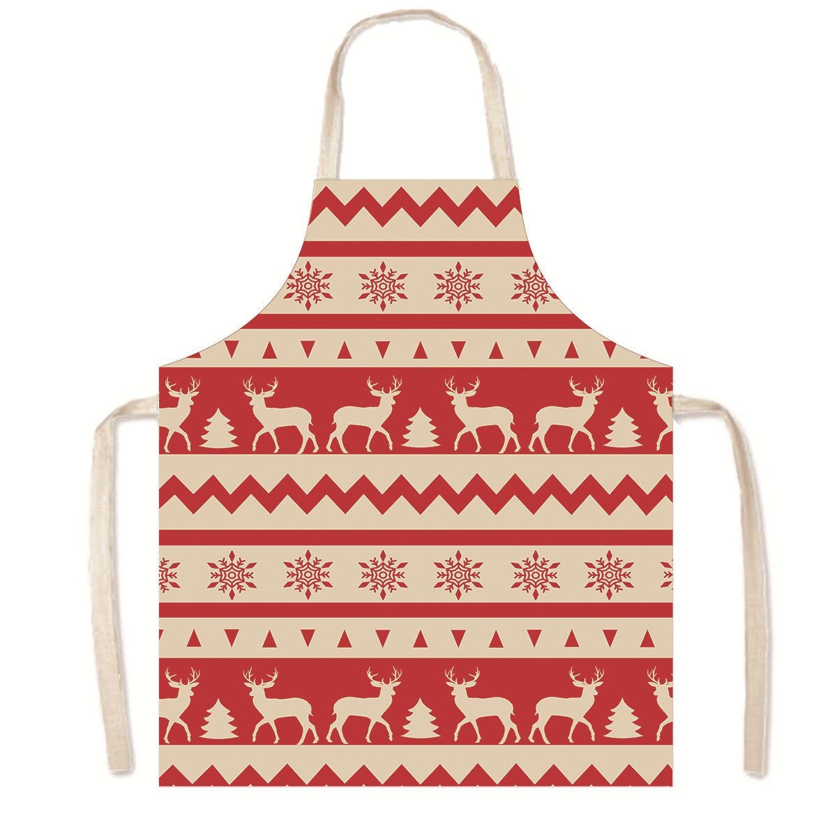 Nordic Christmas Apron - Festive Kitchen & Party Anti-Fouling Apron with Snowman, Bells, Elk & Santa Design-Astricos