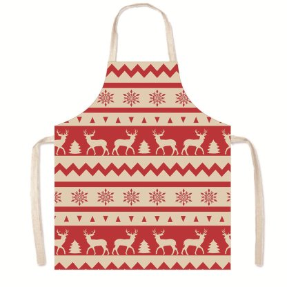 Nordic Christmas Apron - Festive Kitchen & Party Anti-Fouling Apron with Snowman, Bells, Elk & Santa Design-Astricos