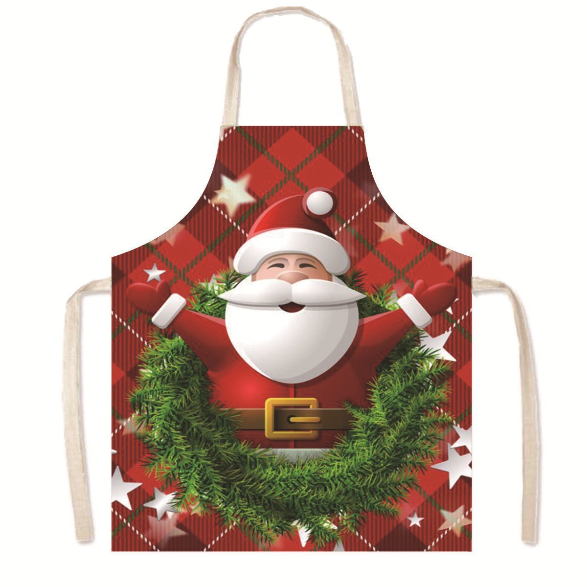 Nordic Christmas Apron - Festive Kitchen & Party Anti-Fouling Apron with Snowman, Bells, Elk & Santa Design-Astricos