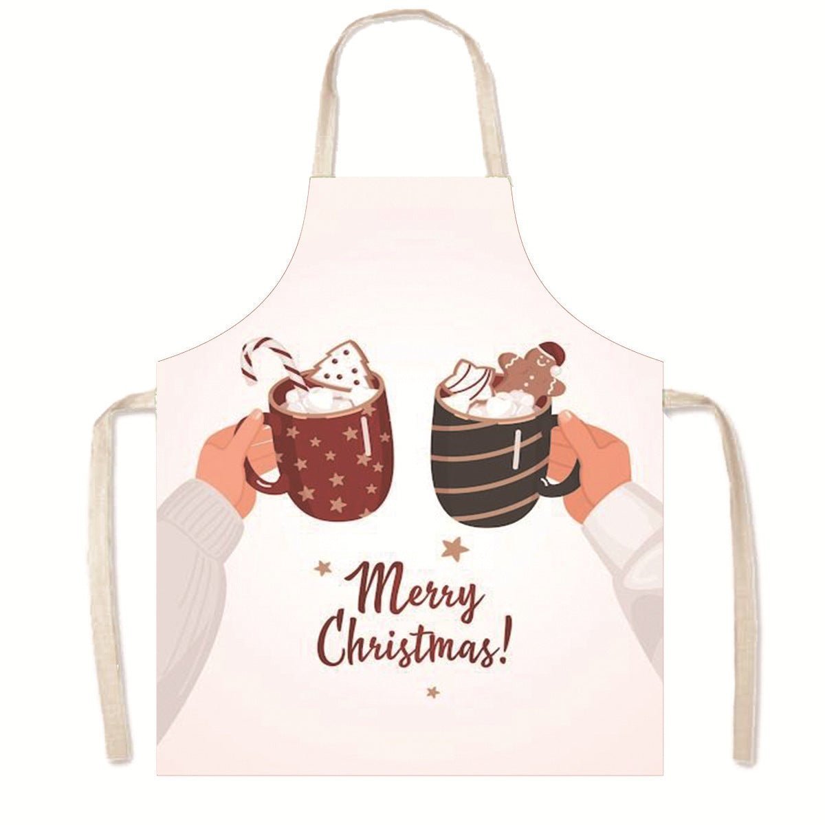 Nordic Christmas Apron - Festive Kitchen & Party Anti-Fouling Apron with Snowman, Bells, Elk & Santa Design-Astricos