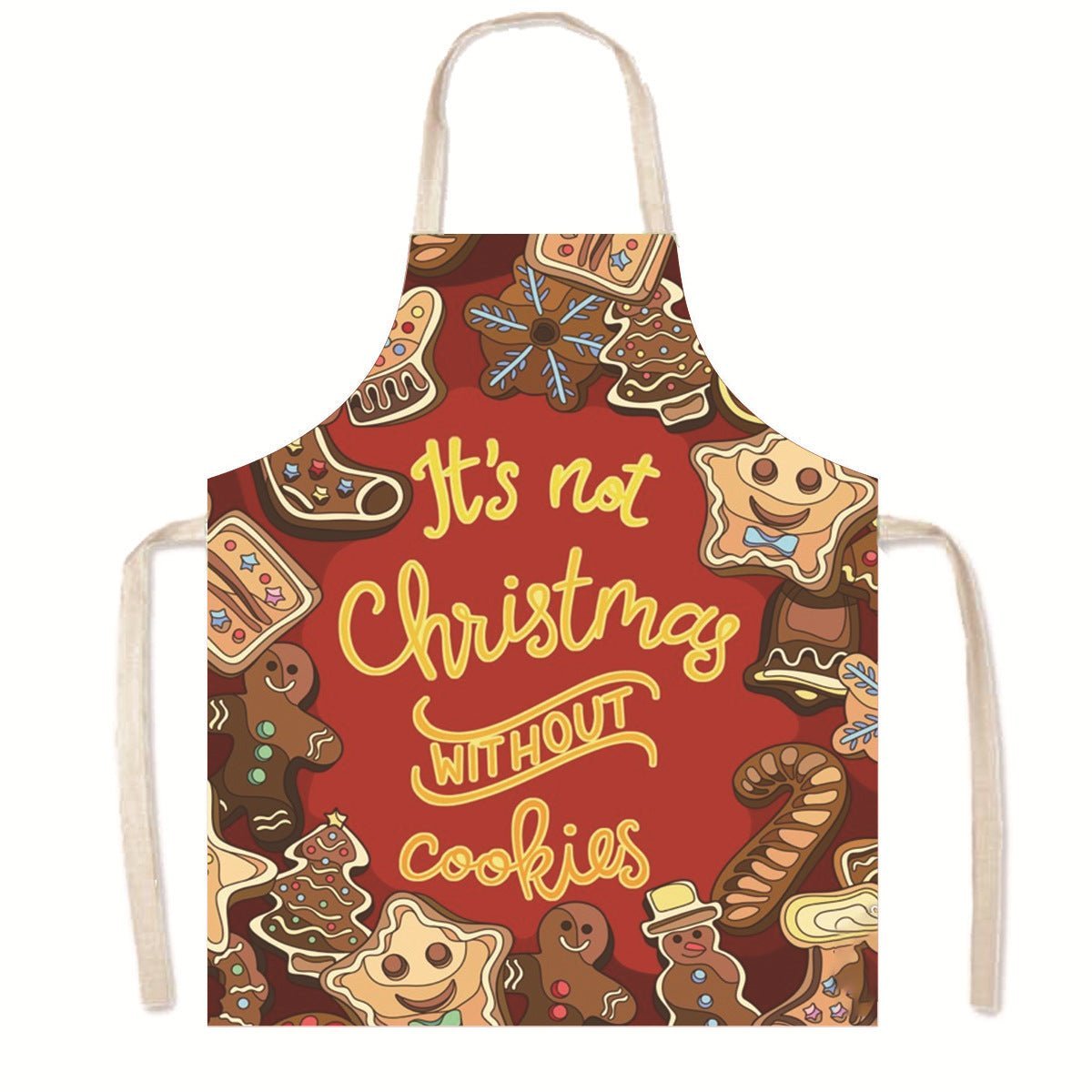 Nordic Christmas Apron - Festive Kitchen & Party Anti-Fouling Apron with Snowman, Bells, Elk & Santa Design-Astricos