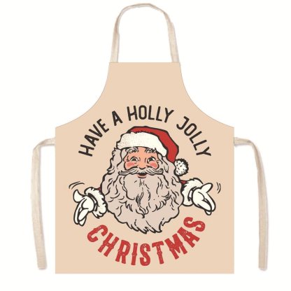 Nordic Christmas Apron - Festive Kitchen & Party Anti-Fouling Apron with Snowman, Bells, Elk & Santa Design-Astricos