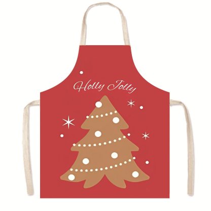 Nordic Christmas Apron - Festive Kitchen & Party Anti-Fouling Apron with Snowman, Bells, Elk & Santa Design-Astricos