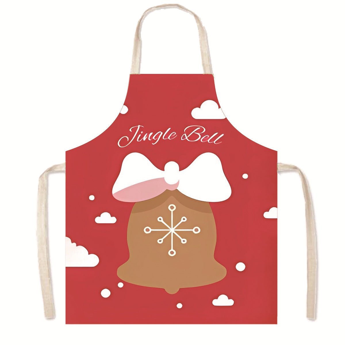 Nordic Christmas Apron - Festive Kitchen & Party Anti-Fouling Apron with Snowman, Bells, Elk & Santa Design-Astricos