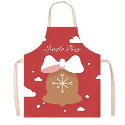 Nordic Christmas Apron - Festive Kitchen & Party Anti-Fouling Apron with Snowman, Bells, Elk & Santa Design-Astricos