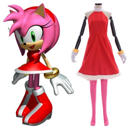 Amy Rose Cosplay Costume - Rosy The Rascal Red Dress Outfit for Women | Sonic Game Series-Astricos