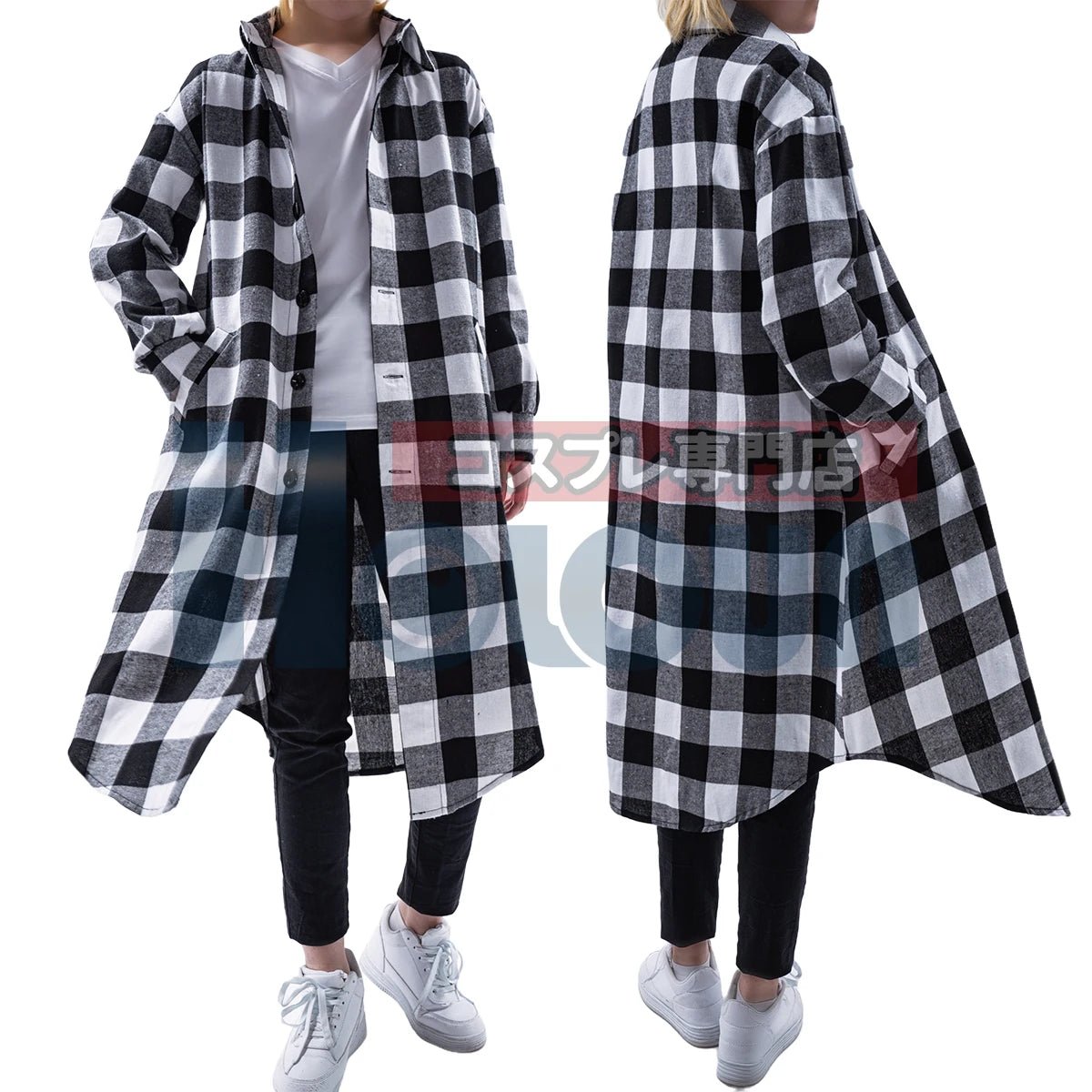 Authentic Manjiro Sano Mikey Tokyo Manji Gang Cosplay Costume - Long Sleeve Plaid Shirts & Coat-Astricos