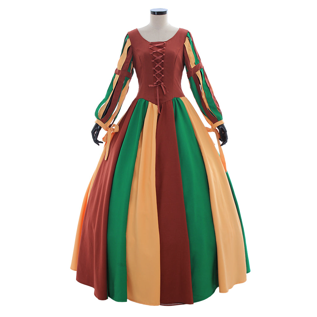 Rainbow Vintage Medieval Victorian Evening Dress for Women – Elegant Cosplay Costume-Astricos