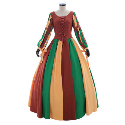 Rainbow Vintage Medieval Victorian Evening Dress for Women – Elegant Cosplay Costume-Astricos