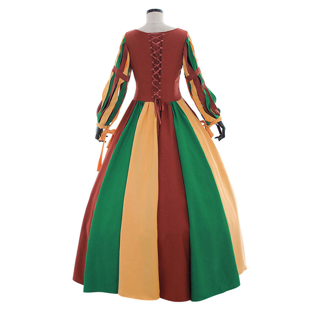 Rainbow Vintage Medieval Victorian Evening Dress for Women – Elegant Cosplay Costume-Astricos