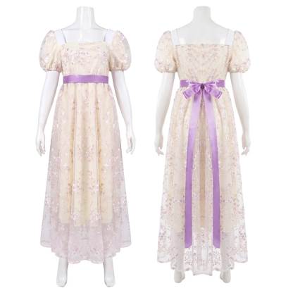 Regency Empire Waist Long Dress, Custom‑Made for Medieval Theme & Tea Party