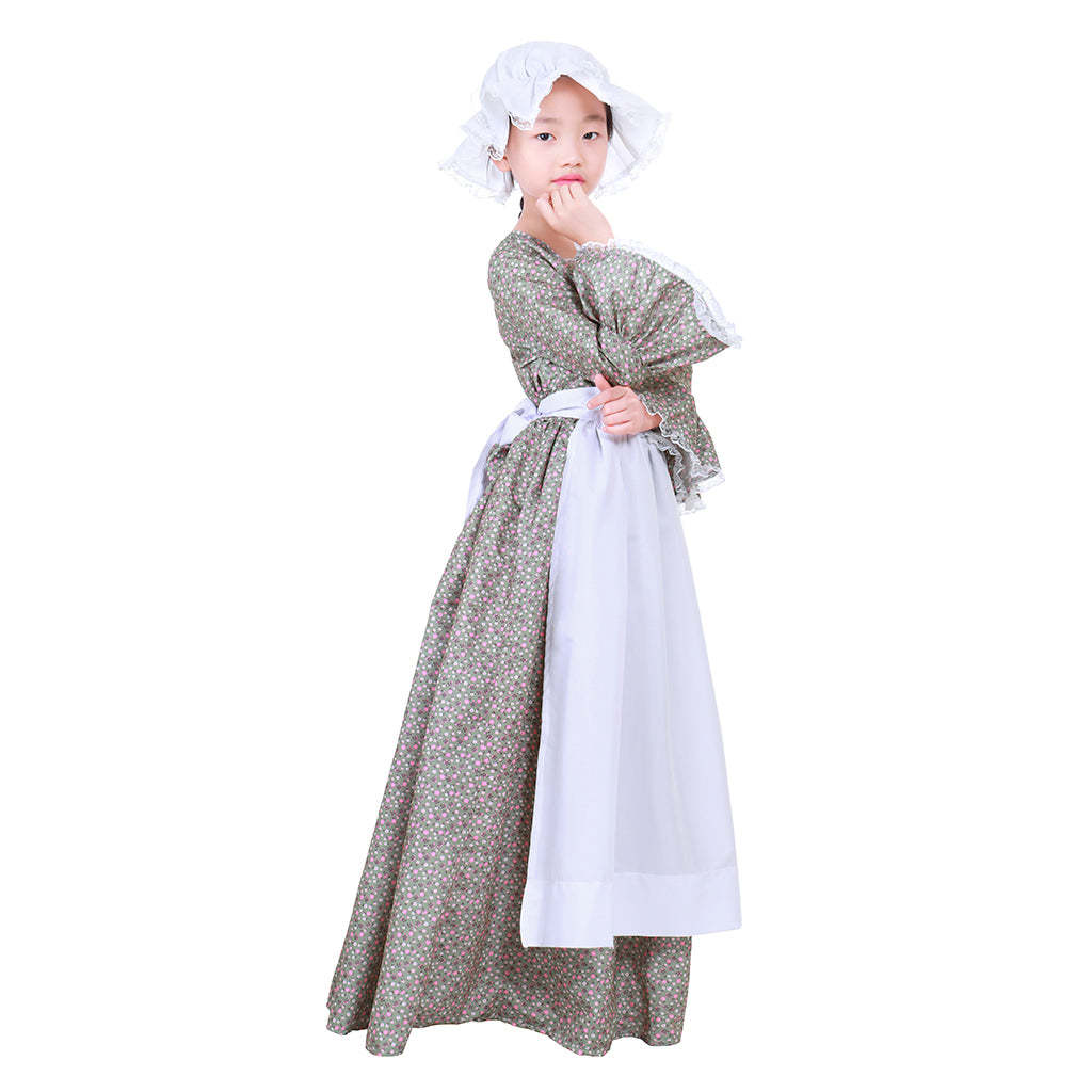 Authentic Pioneer Prairie Colonial Maid Costume for Girls & Kids | Astricos-Astricos