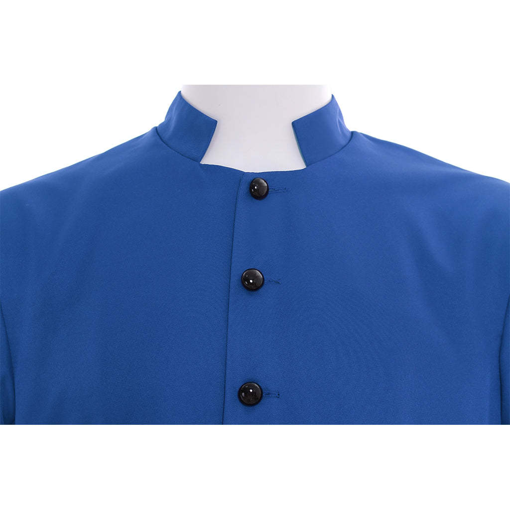 Blue Men's Clergy Robes Cassock - Traditional Church Priest Costume with Standing Collar-Astricos