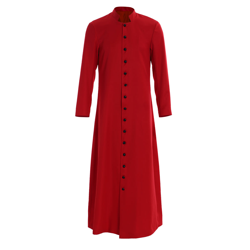 Red Men's Clergy Robes Cassock - Traditional Church Priest Costume with Standing Collar-Astricos