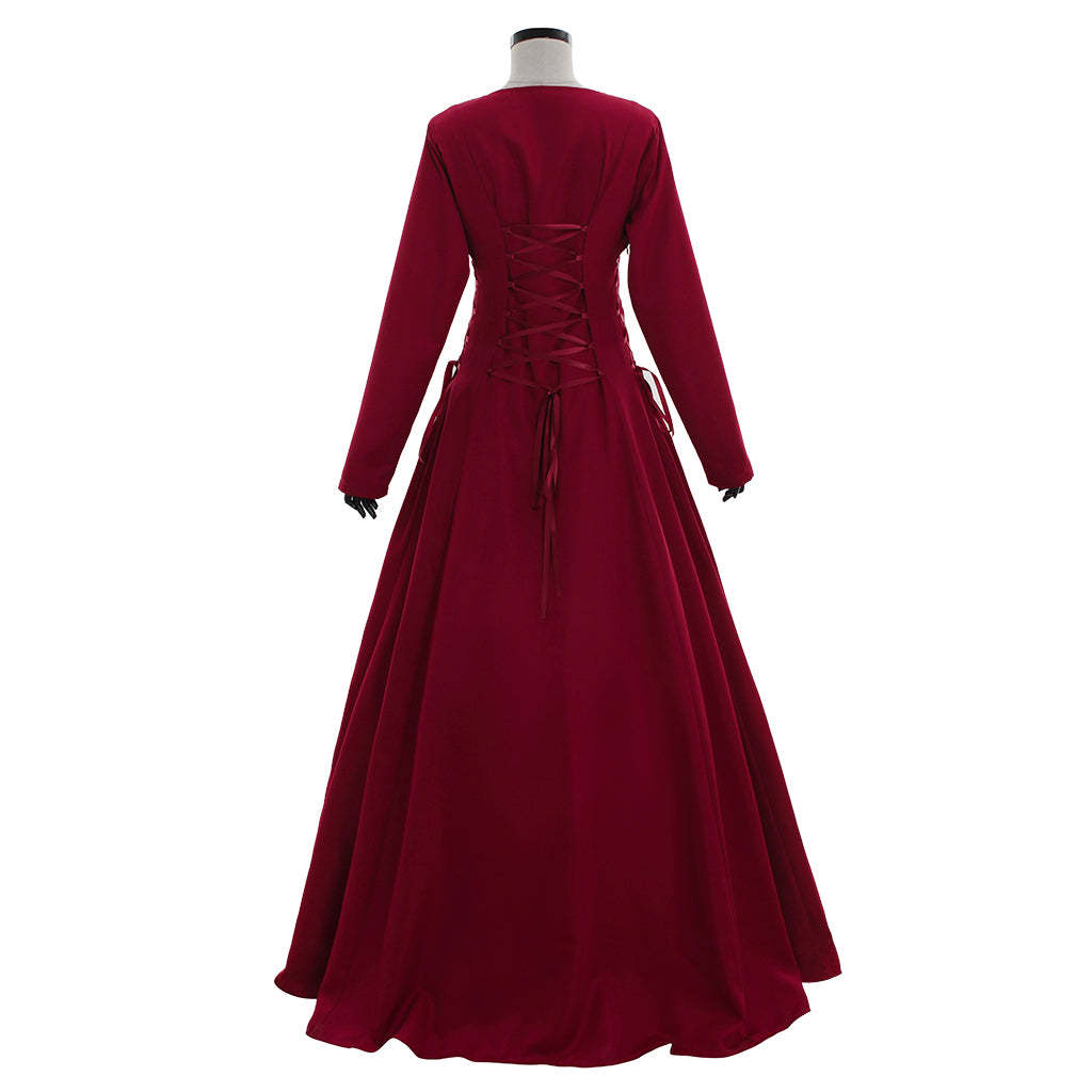 Gothic Victorian Red Dress for Women | Renaissance Elegant Prom & Halloween Party Costume-Astricos
