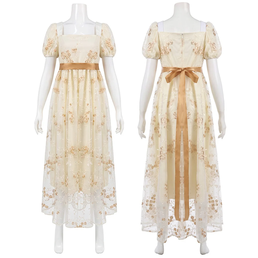 Regency Empire Waist Long Dress, Custom‑Made for Medieval Theme & Tea Party