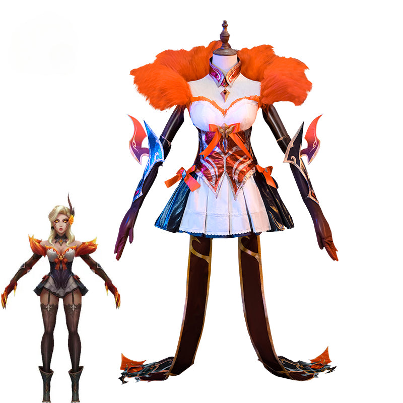 LOL Western Magic Shadow Evelynn Cosplay Costume - High Noon Evelynn Orange Dress for Women-Astricos