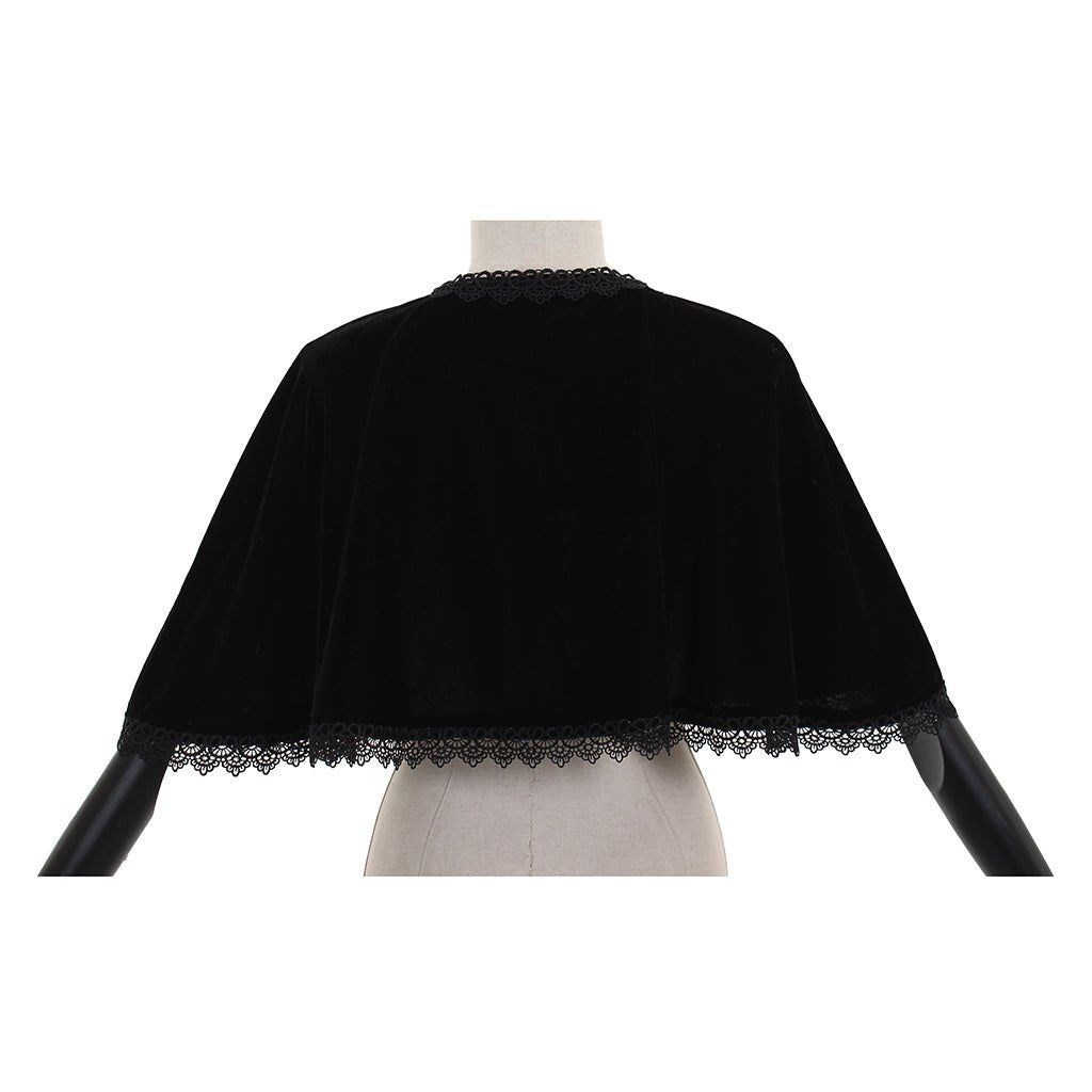 Elegant Black Velvet Cape - Medieval Victorian Wicca Robe for Women | Halloween & LARP Costume-Astricos