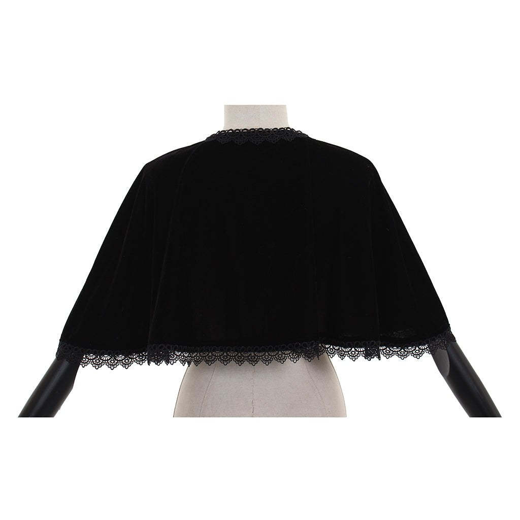 Elegant Black Velvet Cape - Medieval Victorian Wicca Robe for Women | Halloween & LARP Costume-Astricos
