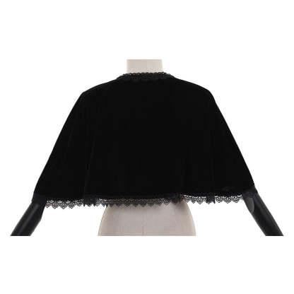 Elegant Black Velvet Cape - Medieval Victorian Wicca Robe for Women | Halloween & LARP Costume-Astricos