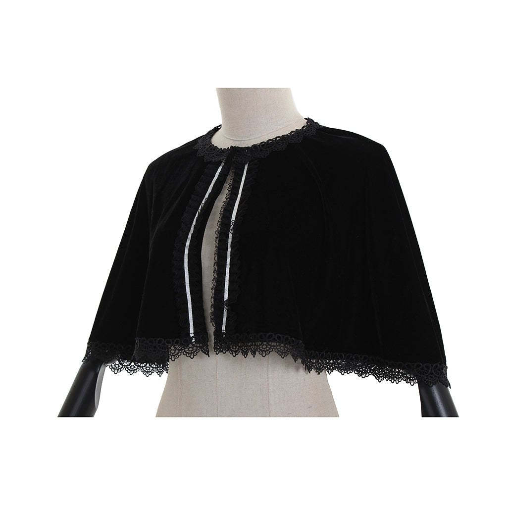 Elegant Black Velvet Cape - Medieval Victorian Wicca Robe for Women | Halloween & LARP Costume-Astricos