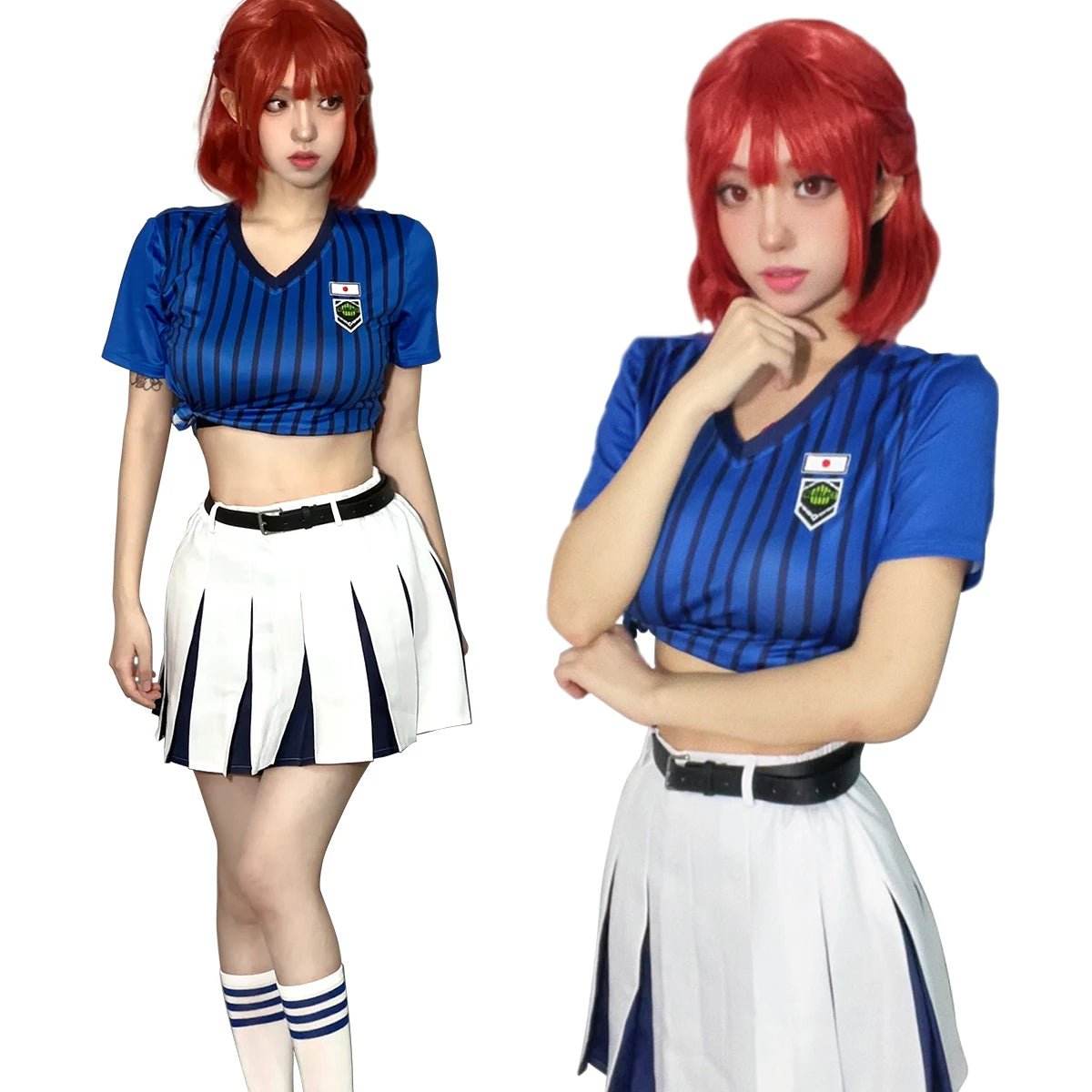 Blue Lock Anime Anri Teieri Cosplay Costume Wig & Outfit - Cheering Squad Uniform-Astricos