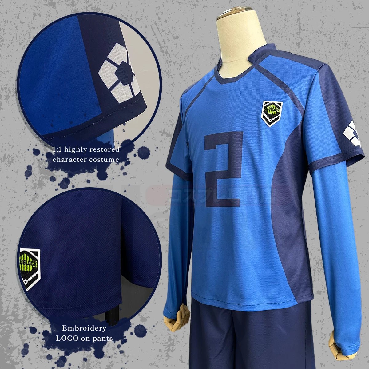 Blue Lock Anime Aryu No.2 Cosplay Costume Wig & Football Soccer Team Uniform with Embroidery Logo-Astricos