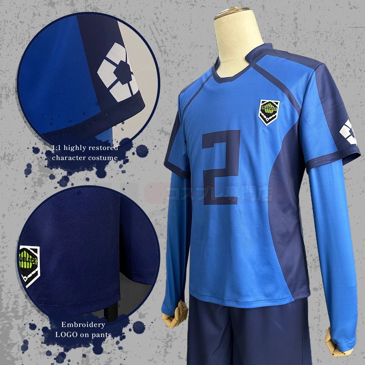 Blue Lock Anime Aryu No.2 Cosplay Costume Wig & Football Soccer Team Uniform with Embroidery Logo-Astricos
