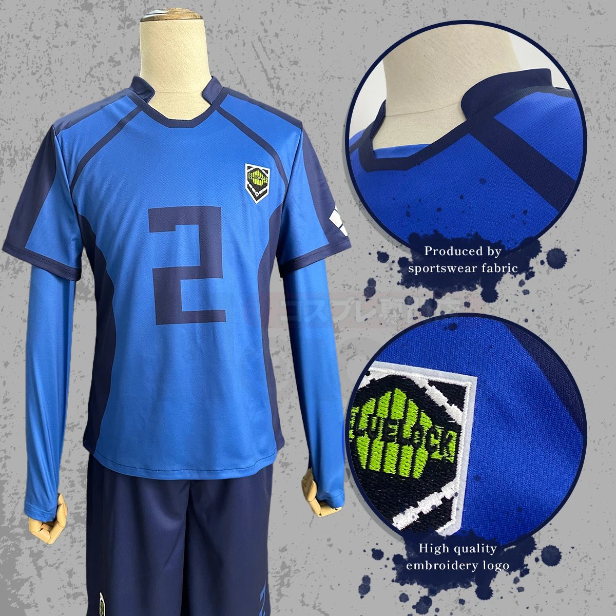 Blue Lock Anime Aryu No.2 Cosplay Costume Wig & Football Soccer Team Uniform with Embroidery Logo-Astricos