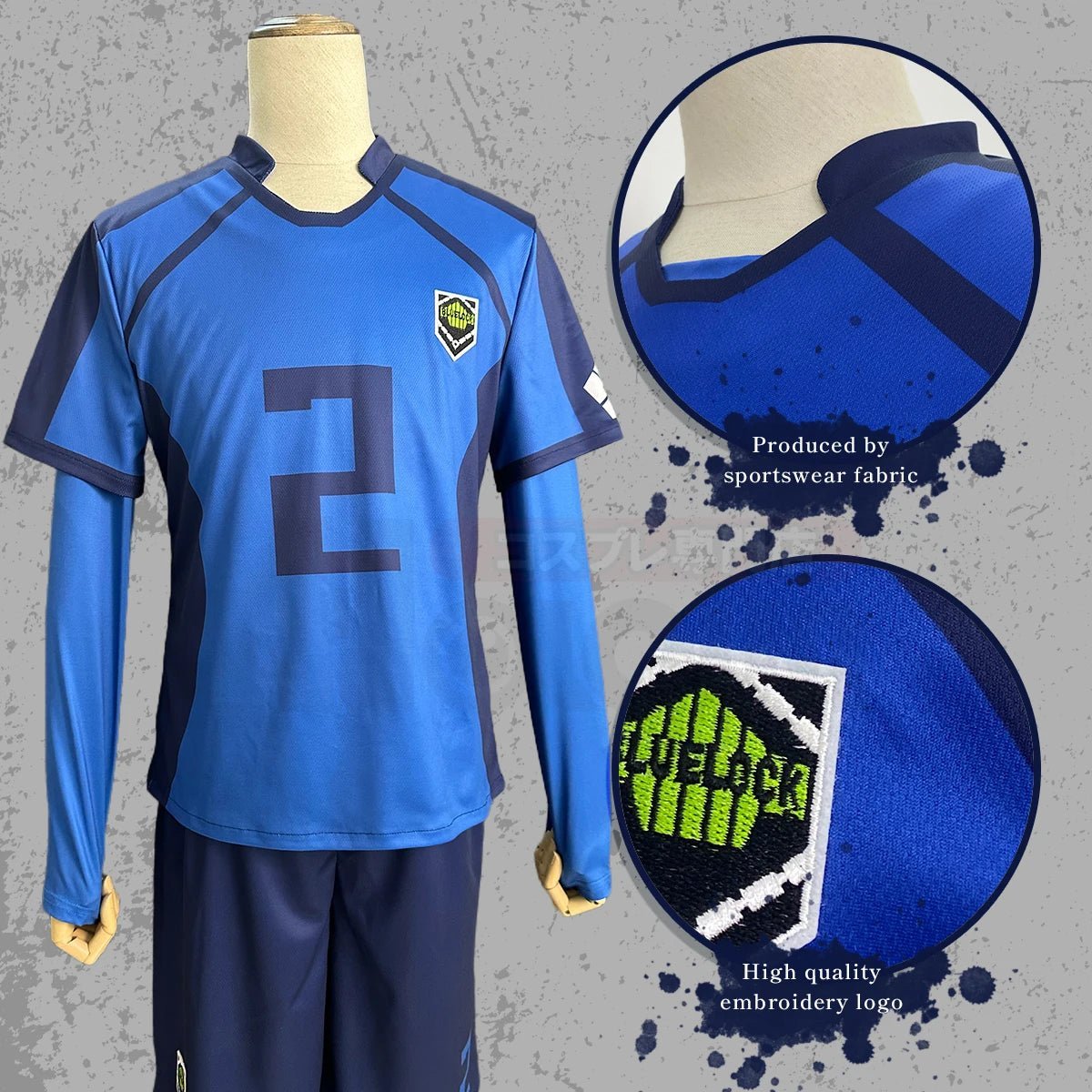 Blue Lock Anime Aryu No.2 Cosplay Costume Wig & Football Soccer Team Uniform with Embroidery Logo-Astricos