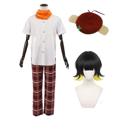 Blue Lock Anime Bachira Cosplay Costume Wig & Outfit - Complete Set with Shirt, Pants, Scarf, Hat, Rose Net Sythe-Astricos