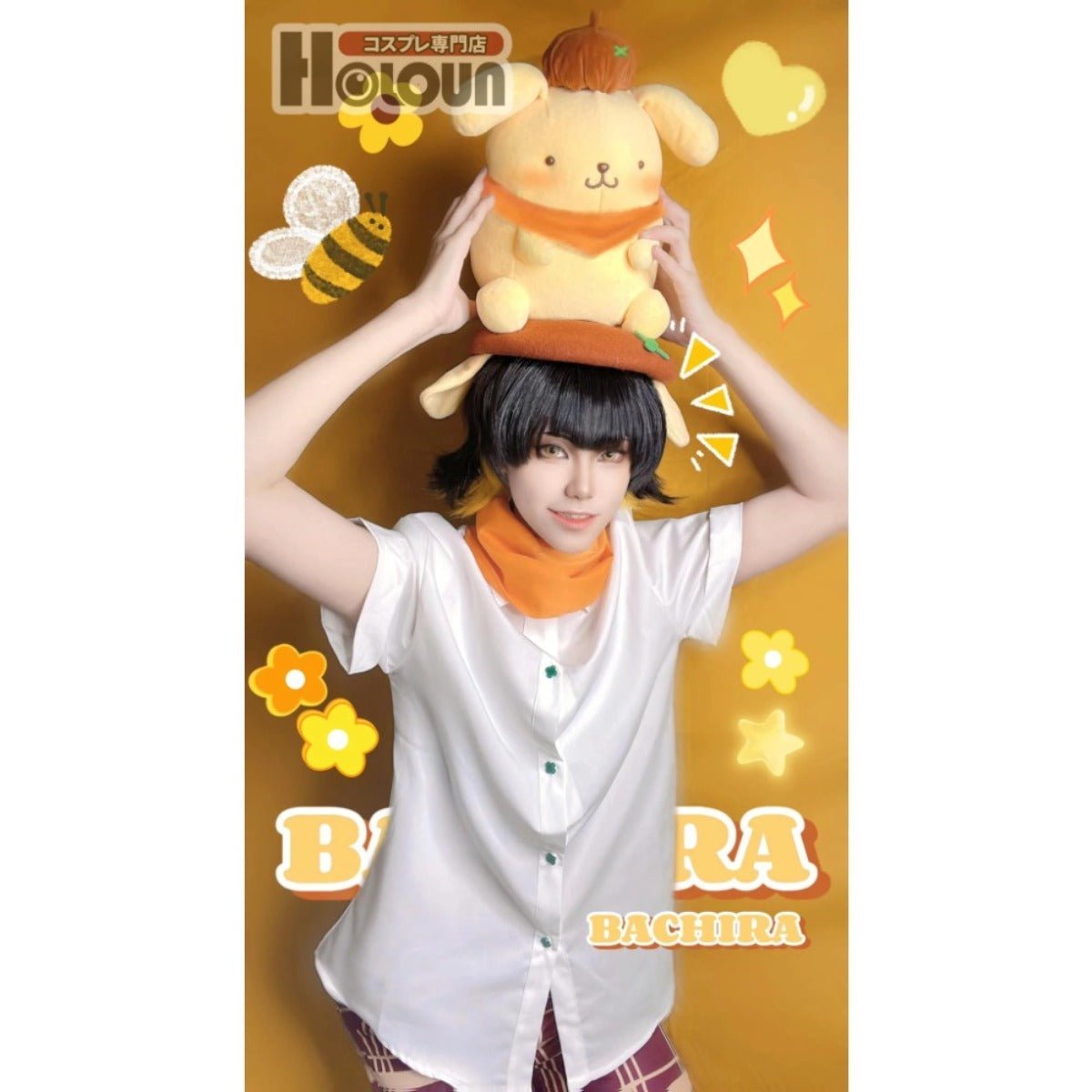 Blue Lock Anime Bachira Cosplay Costume Wig & Outfit - Complete Set with Shirt, Pants, Scarf, Hat, Rose Net Sythe-Astricos