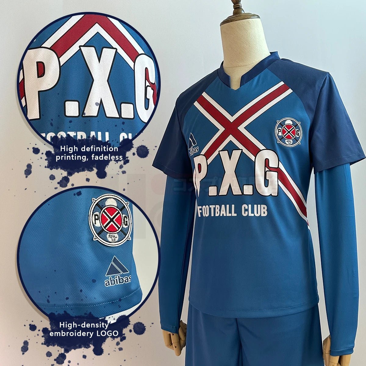 Blue Lock Anime Rin Itoshi & Shidou Ryusei Charles Karasu Cosplay Costume P.X.G Jersey with Wig & Embroidery-Astricos