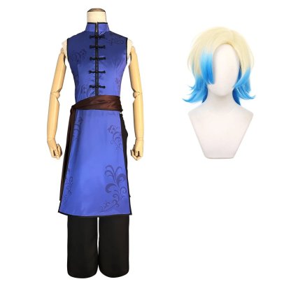Blue Lock Anime Kaiser Cosplay Costume - Kung Fu Tang Suit with Wig & Rose Net | Astricos-Astricos