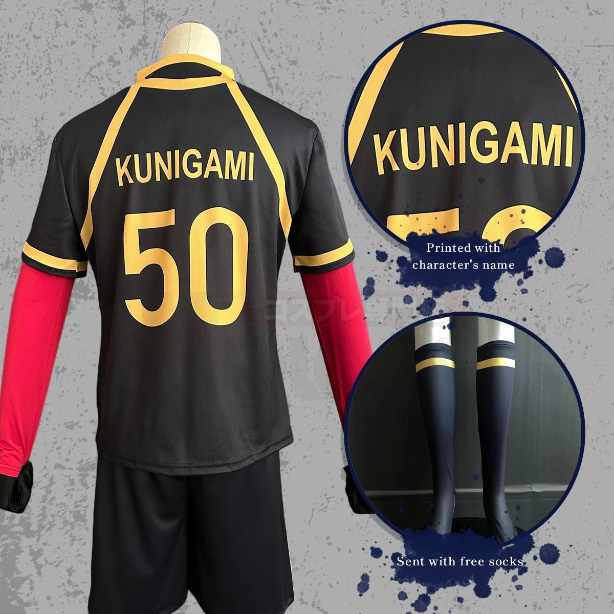 Blue Lock Anime Kunigami Rensuke Cosplay Costume & Wig - Bastard Munchen NO.50-Astricos