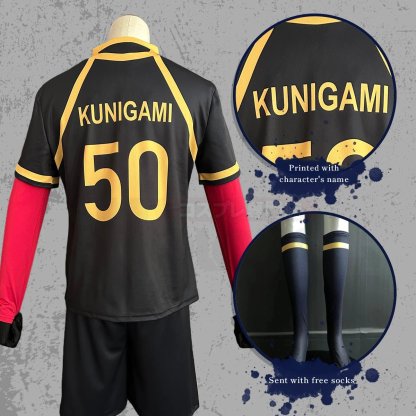 Blue Lock Anime Kunigami Rensuke Cosplay Costume & Wig - Bastard Munchen NO.50-Astricos