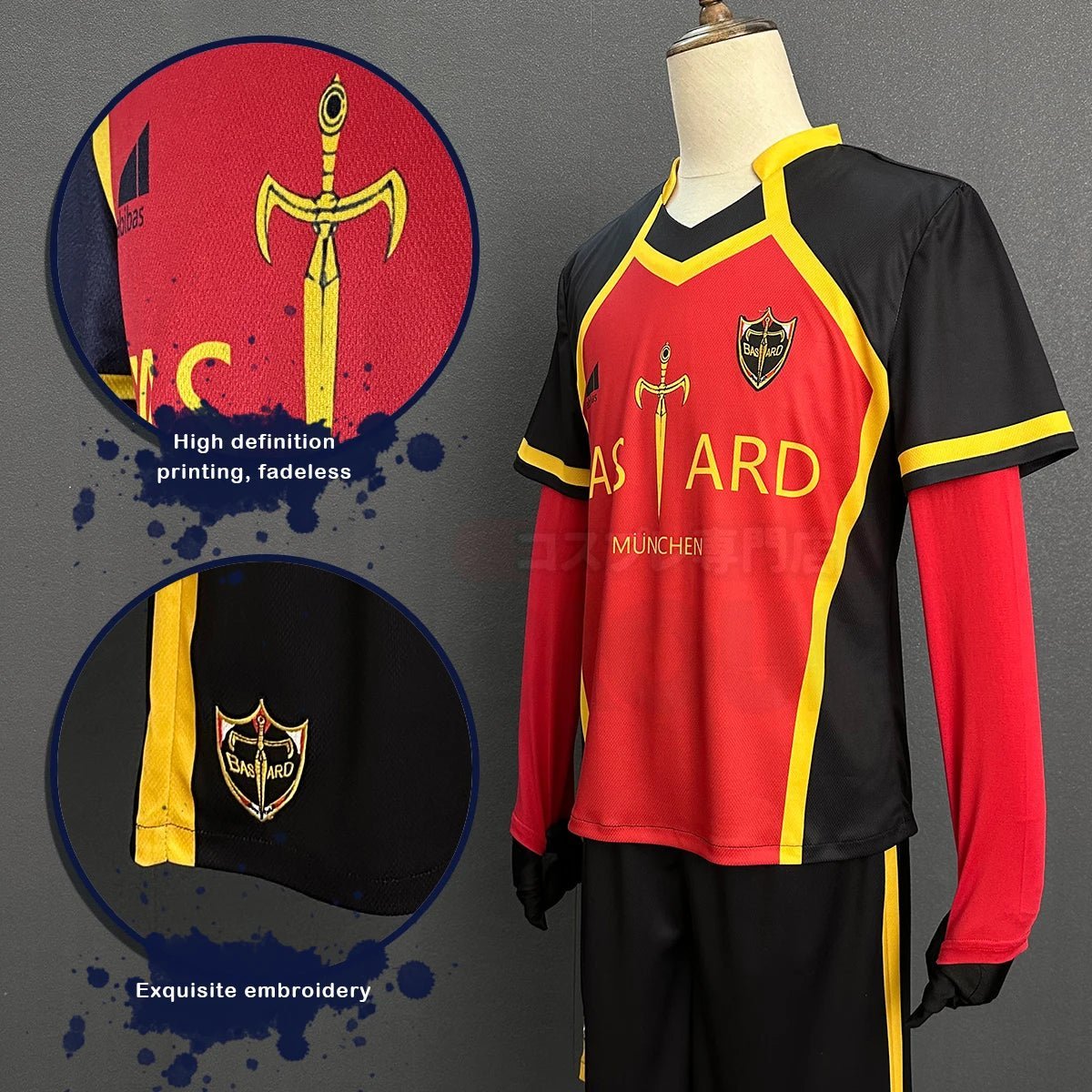Blue Lock Anime Kunigami Rensuke Cosplay Costume & Wig - Bastard Munchen NO.50-Astricos
