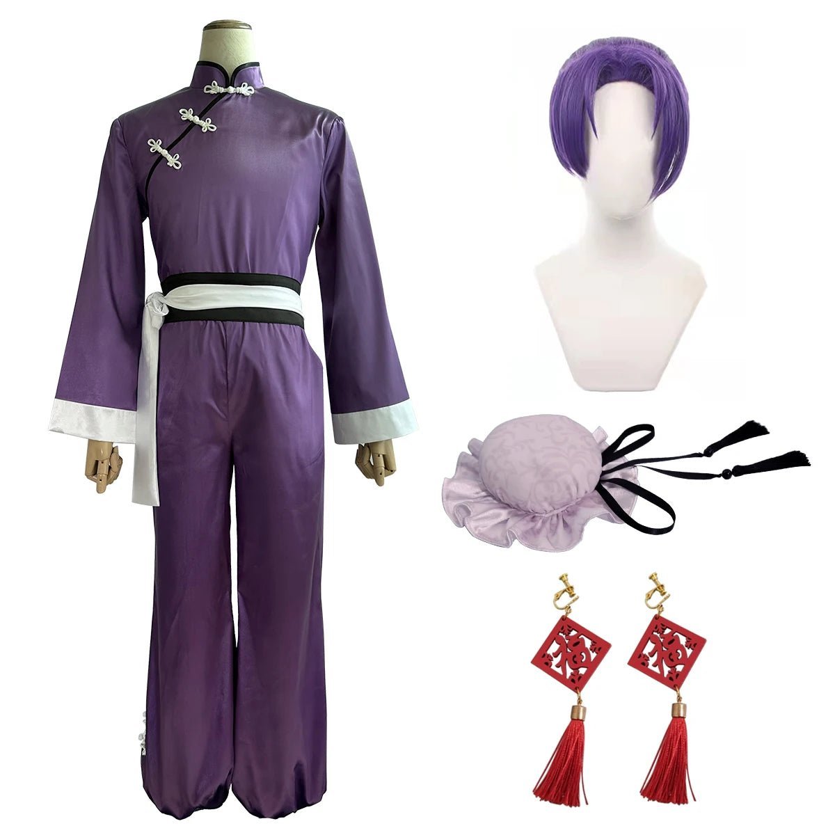 Blue Lock Anime Reo Mikage Cosplay Costume - Kung Fu Tang Suit with Wig & Rose Net Accessories-Astricos