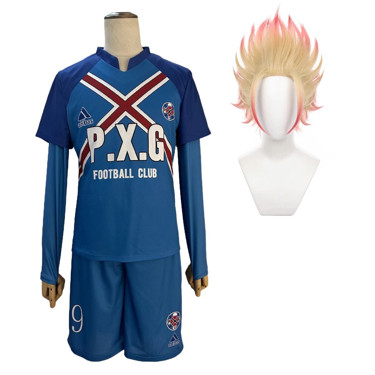Blue Lock Anime Rin Itoshi & Shidou Ryusei Charles Karasu Cosplay Costume P.X.G Jersey with Wig & Embroidery-Astricos