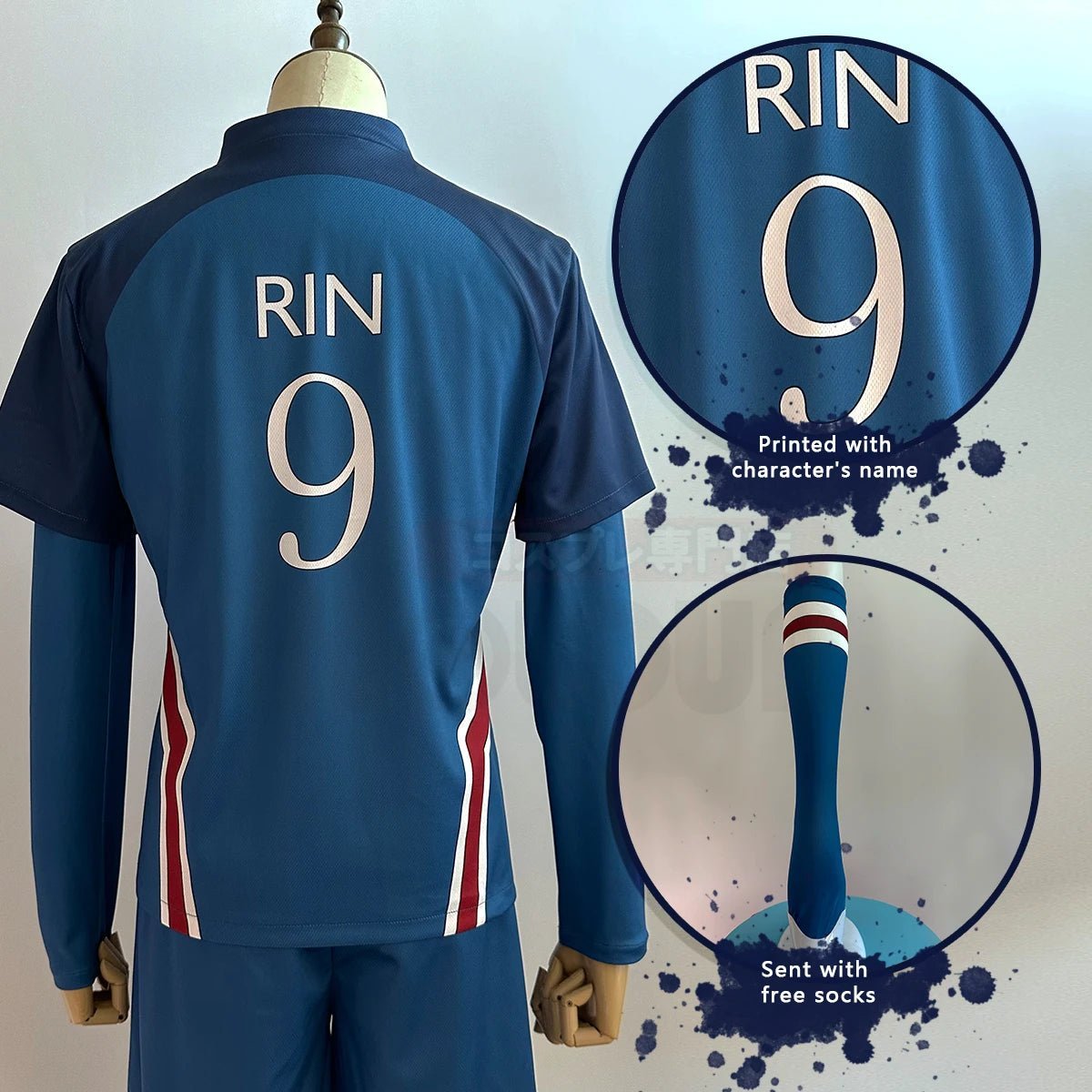 Blue Lock Anime Rin Itoshi & Shidou Ryusei Charles Karasu Cosplay Costume P.X.G Jersey with Wig & Embroidery-Astricos
