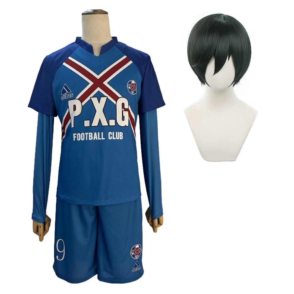 Blue Lock Anime Rin Itoshi & Shidou Ryusei Charles Karasu Cosplay Costume P.X.G Jersey with Wig & Embroidery-Astricos
