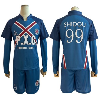 Blue Lock Anime Rin Itoshi & Shidou Ryusei Charles Karasu Cosplay Costume P.X.G Jersey with Wig & Embroidery-Astricos