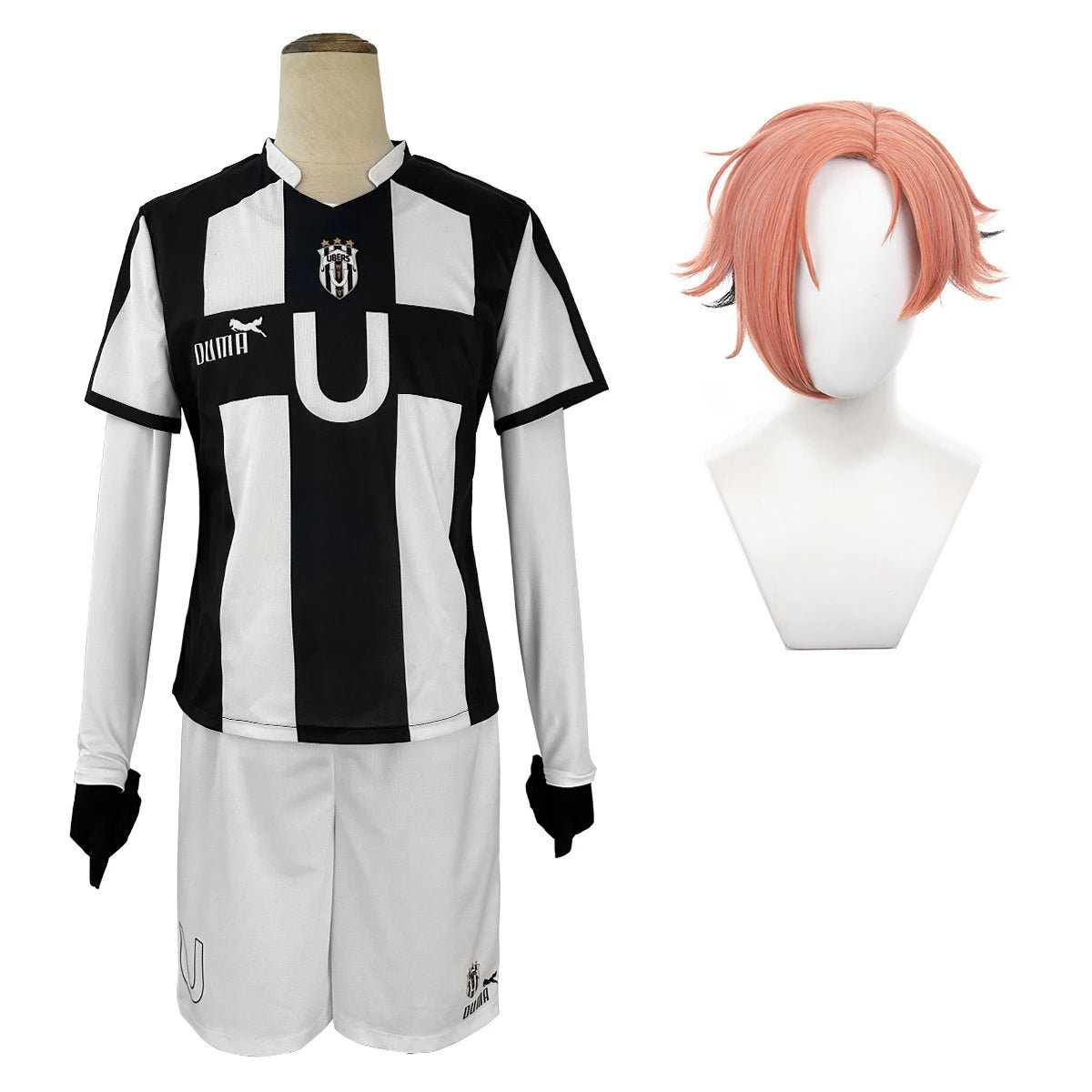 Blue Lock Anime Cosplay Costume - Niko Barou, Aiku Sendou, Snuffy Lorenzo & Aryu Wig Rose Net Football-Astricos