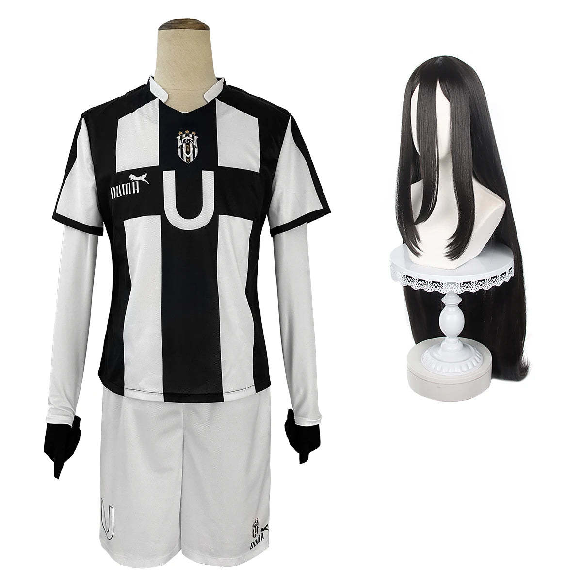 Blue Lock Anime Cosplay Costume - Niko Barou, Aiku Sendou, Snuffy Lorenzo & Aryu Wig Rose Net Football-Astricos