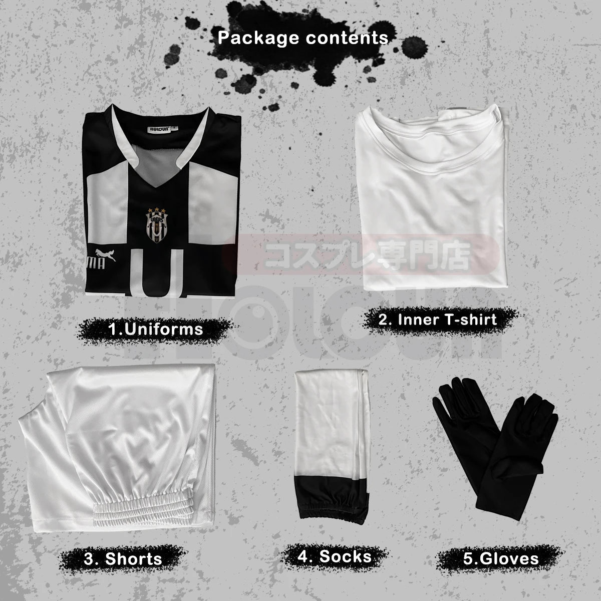 Blue Lock Anime Cosplay Costume - Niko Barou, Aiku Sendou, Snuffy Lorenzo & Aryu Wig Rose Net Football-Astricos